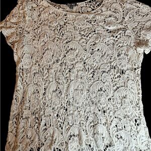 Roz & Ali Floral Lace Cream Top Size 3XL